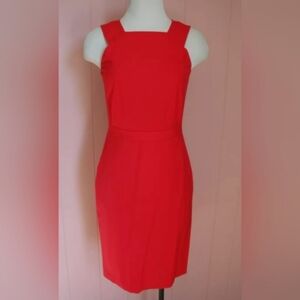 J. Crew Tomato Red Halter Sheath Dress Cocktail. Sz 6T Wool Spandex. Scandi Girl